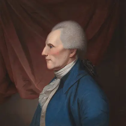 A painting of the profile of Richard Henry Lee